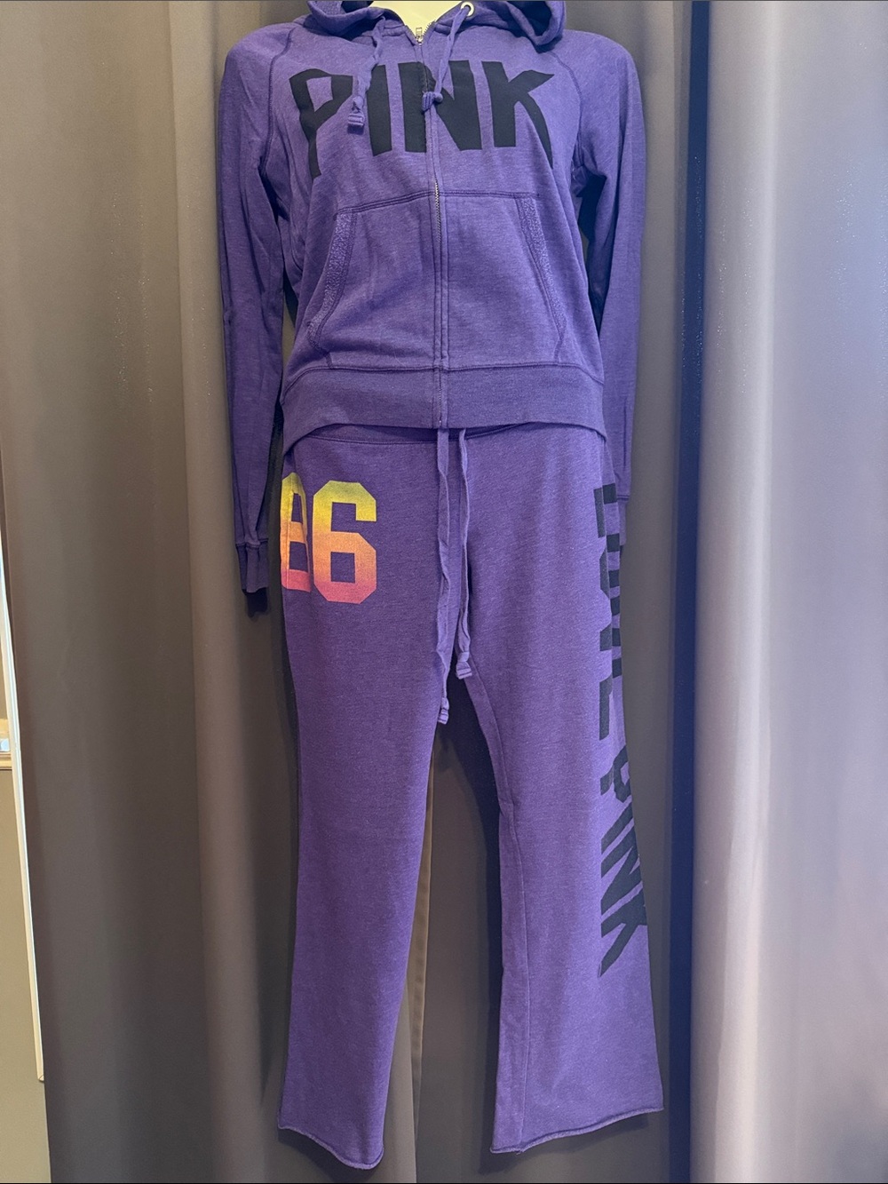 *Y2K* PINK Victoria's Secret Purple Straight-Leg Sweatpants with Gradient '86